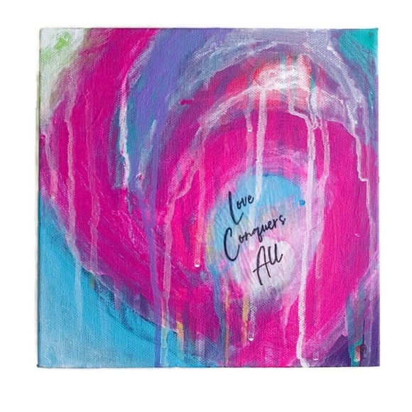 Love Conquers All Artwork, Modern Abstract Love Painting, Original Handmade Art